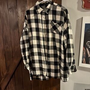 Black and White Checkered Button-Up Shirt
